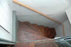 Spiral steps that Thomas Jeferson took to a bedroom he stayed in.
