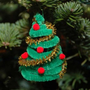 Christmas tree made of pipe cleaners. Cole.