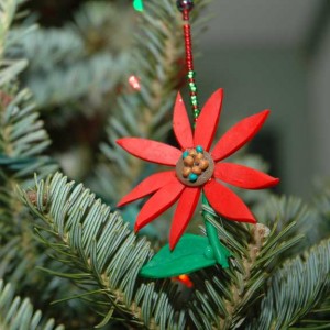 Poinsettia made of Sculpey. Kim.